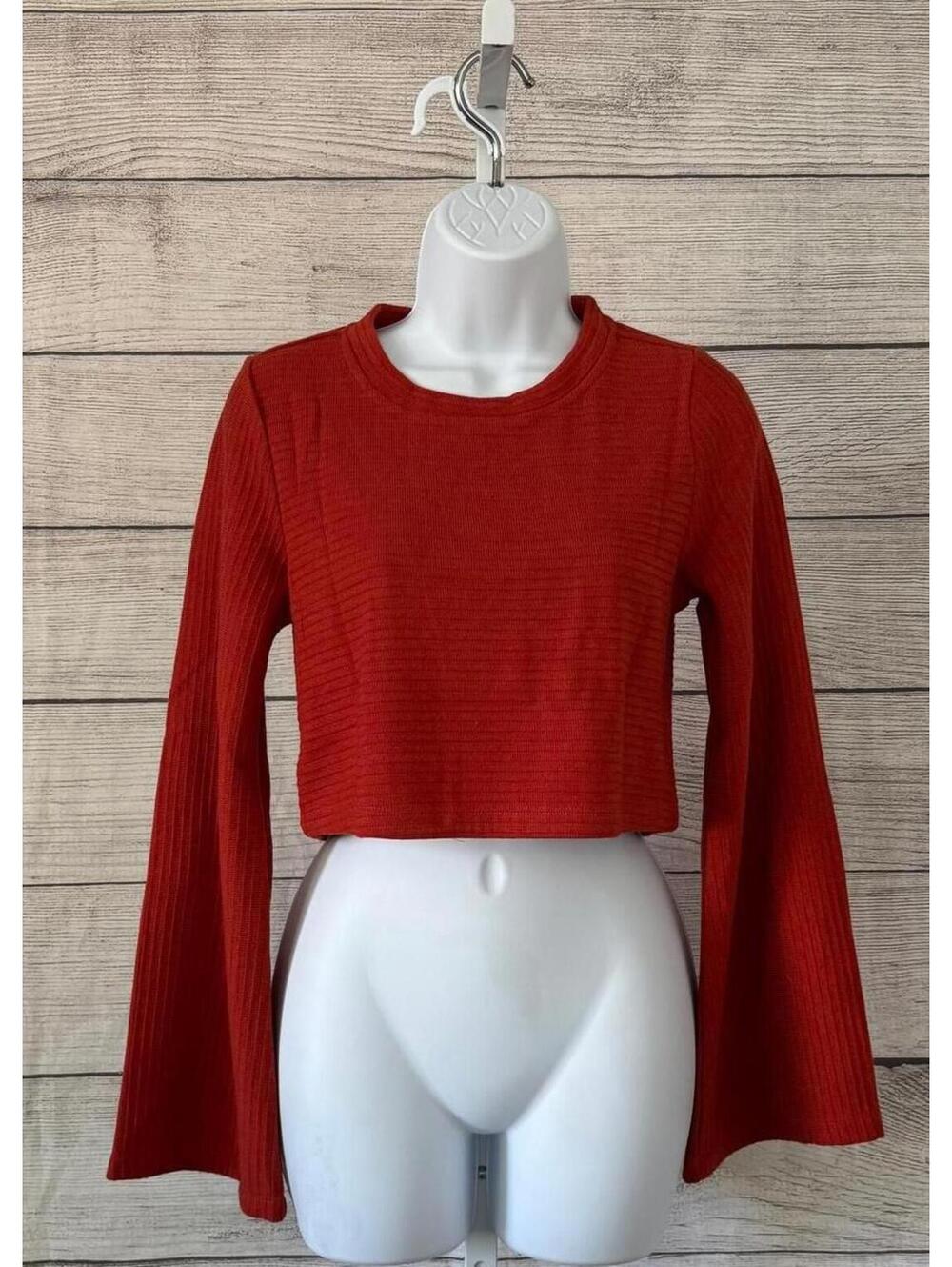 Band of the Free Alize Rust Long Sleeve Crop Top Women Size XS